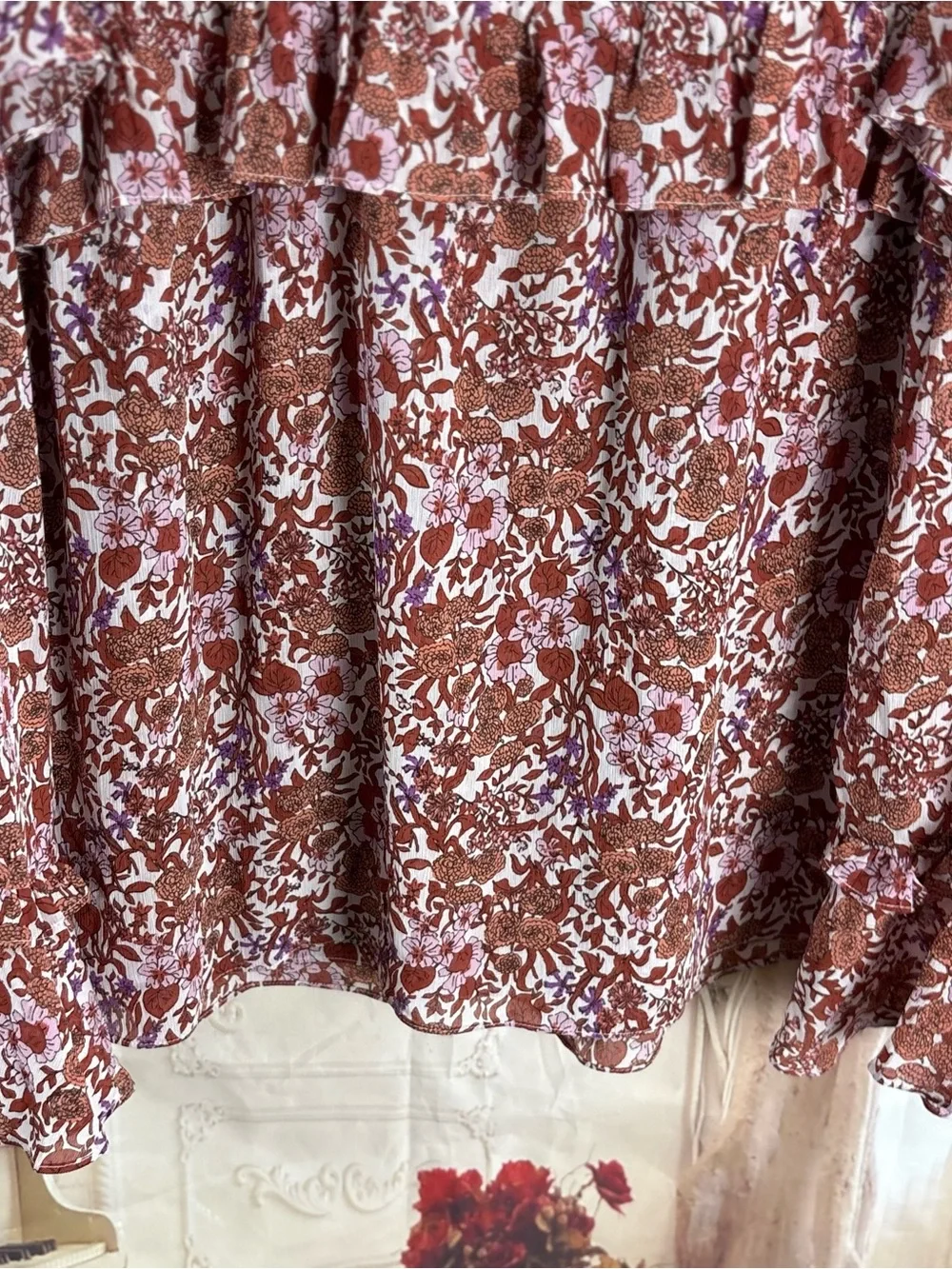 NEW J.Crew Ruffle Crinkle Chiffon Top in the "Fête Floral" print - Picture 7 of 9